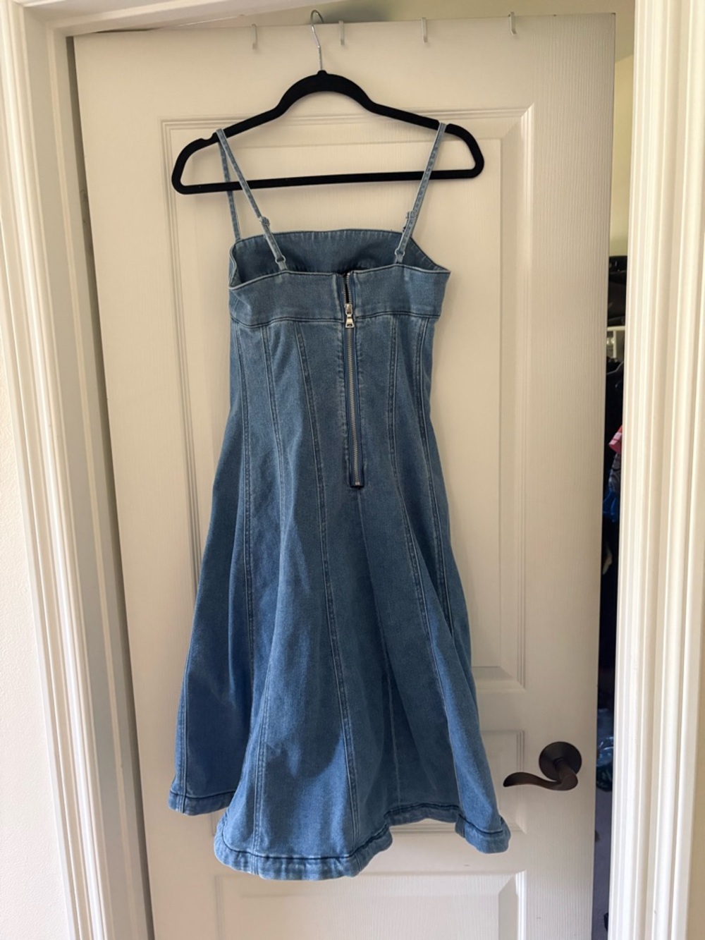 Express Light Blue Jean Dress with Spaghetti Straps - Picture 3 of 5